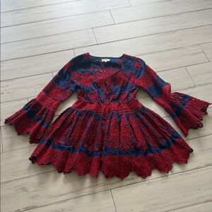 Red and Blue Lace Dress